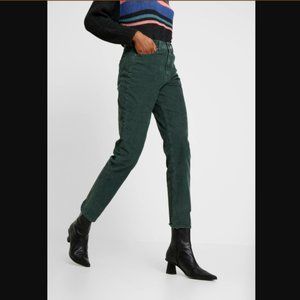 American Eagle Green Corduroy Mom Jean